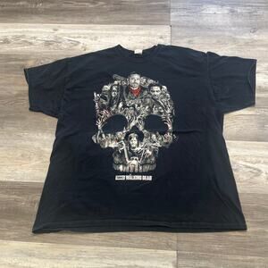 AMC The Walking Dead Fruit of the‎ Loom Black Men XL Zombie Skull T-shirt 2016